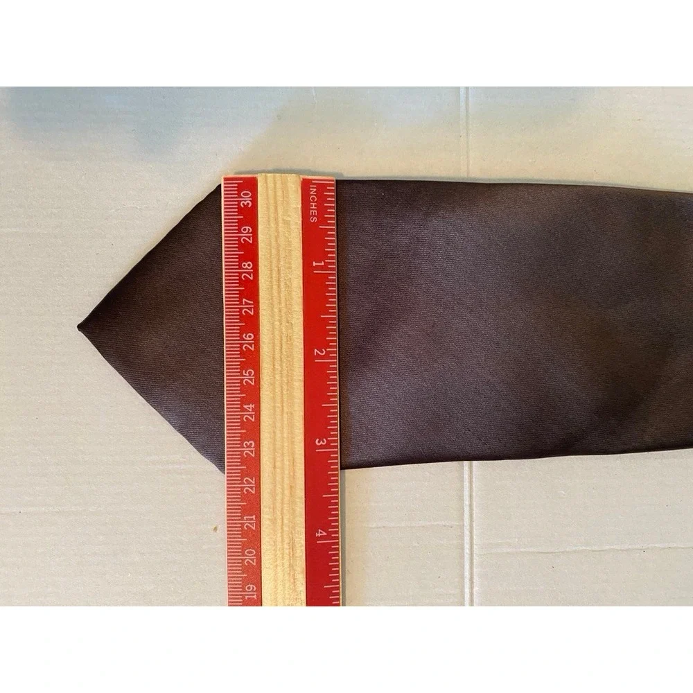 George Mens Necktie Chocolate Brown Solid Satin Finish Formal Wedding Tie